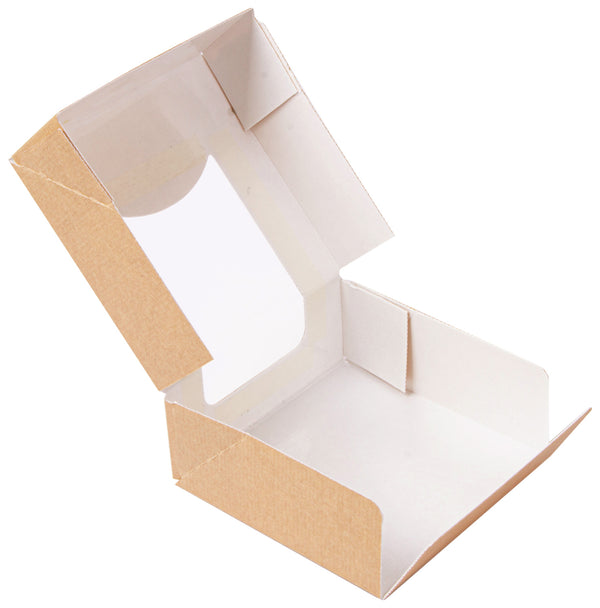 Sushibox The Pack mit Sichtfenster; 10x10x4 cm (DxSxW); brązowy; kwadrat; 50 sztuka / opakowanie