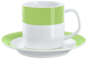 kubek Multi-Color; 245ml, 6x7.8 cm (ØxW); biały/zielony; okrągły; 6 sztuka / opakowanie