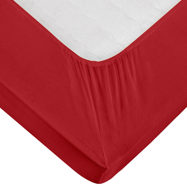 prześcieradło z gumką Jersey; 180-200x190-200 cm (SxD); czerwony