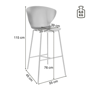 krzesło barowe Luvo; 55x45x114.5 cm (SxGxW); czarny; 2 sztuka / opakowanie