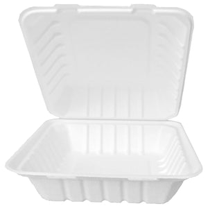 lunch box z bagassy Nature VI prostokątny; 1100ml, 22.5x20x9 cm (DxSxW); biały; prostokątny; 25 sztuka / opakowanie