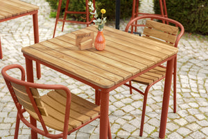 Outdoor-Teaktisch Zolia quadratisch; 80x80x76 cm (DxSxW); Platte brązowy