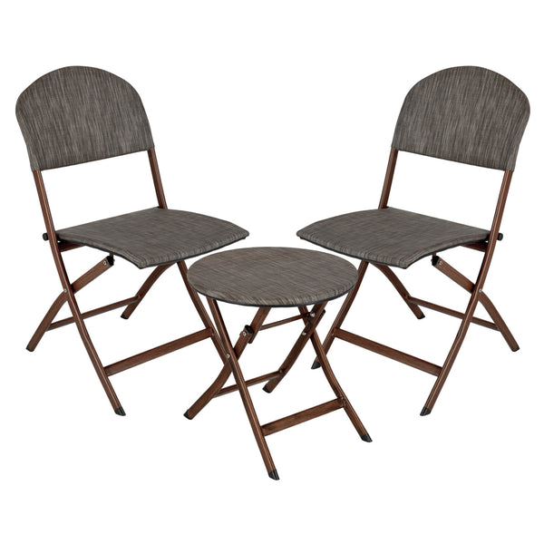 Outdoor Bistro-Set Romalia; siedzisko szary melanż