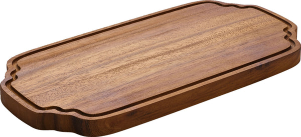 Servierbrett rechte. mit Rillen 36x18cm; 36x18x2.1 cm (DxSxW); akacja brąz; prostokątny