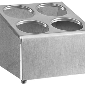 pojemnik na sztućce Steel 4 przegródki kwadrat; 29.5x26x21 cm (DxSxW); srebro