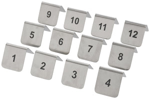 stojak na numer stołu błyszczący; 5.2x4 cm (SxW); srebro; Prägung 1–12