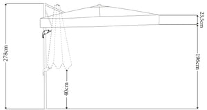 parasol rzymski Breva; 295x295x270 cm (DxSxW); ecru; kwadrat