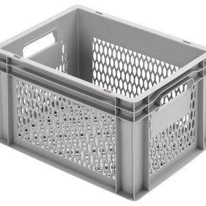 Stapelbehälter Boden und Seiten durchbrochen; 40x30x24 cm (DxSxW); szary