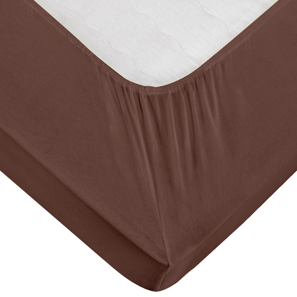 prześcieradło z gumką Jersey; 90-100x190-200 cm (SxD); brązowy; 2 sztuka / opakowanie
