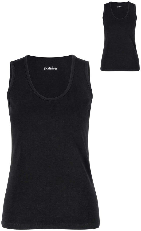 t-shirt bez rękawów damski Double Tanktop (opak. 2 szt.); Kleidergröße S; czarny; 2 sztuka / opakowanie