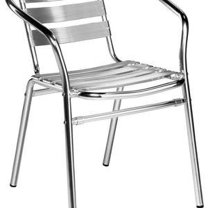 krzesło aluminiowe Limona z podłokietnikami; 53x57x73 cm (SxGxW); siedzisko srebro, stelaż srebro; 4 sztuka / opakowanie