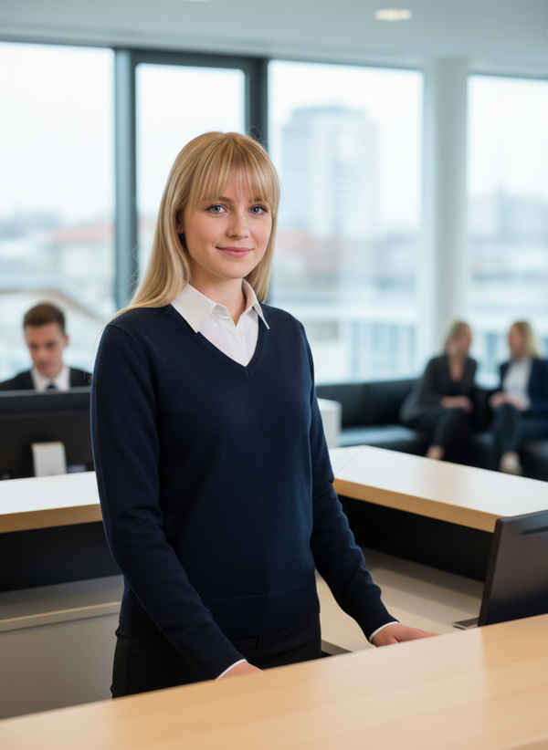 Sweter damski z długim rękawem Rose V-neck